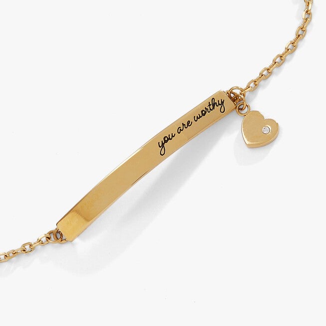 “You Are Worthy” Inline Bracelet, Gold / Gold, alternate image number 1
