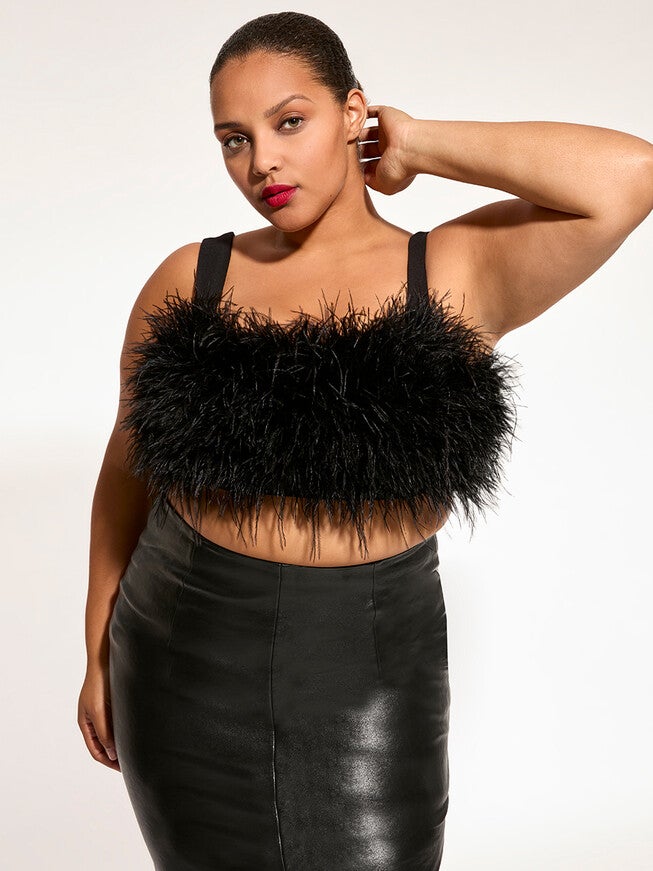 Marianna Feather Top, Black / Black, alternate image number 4