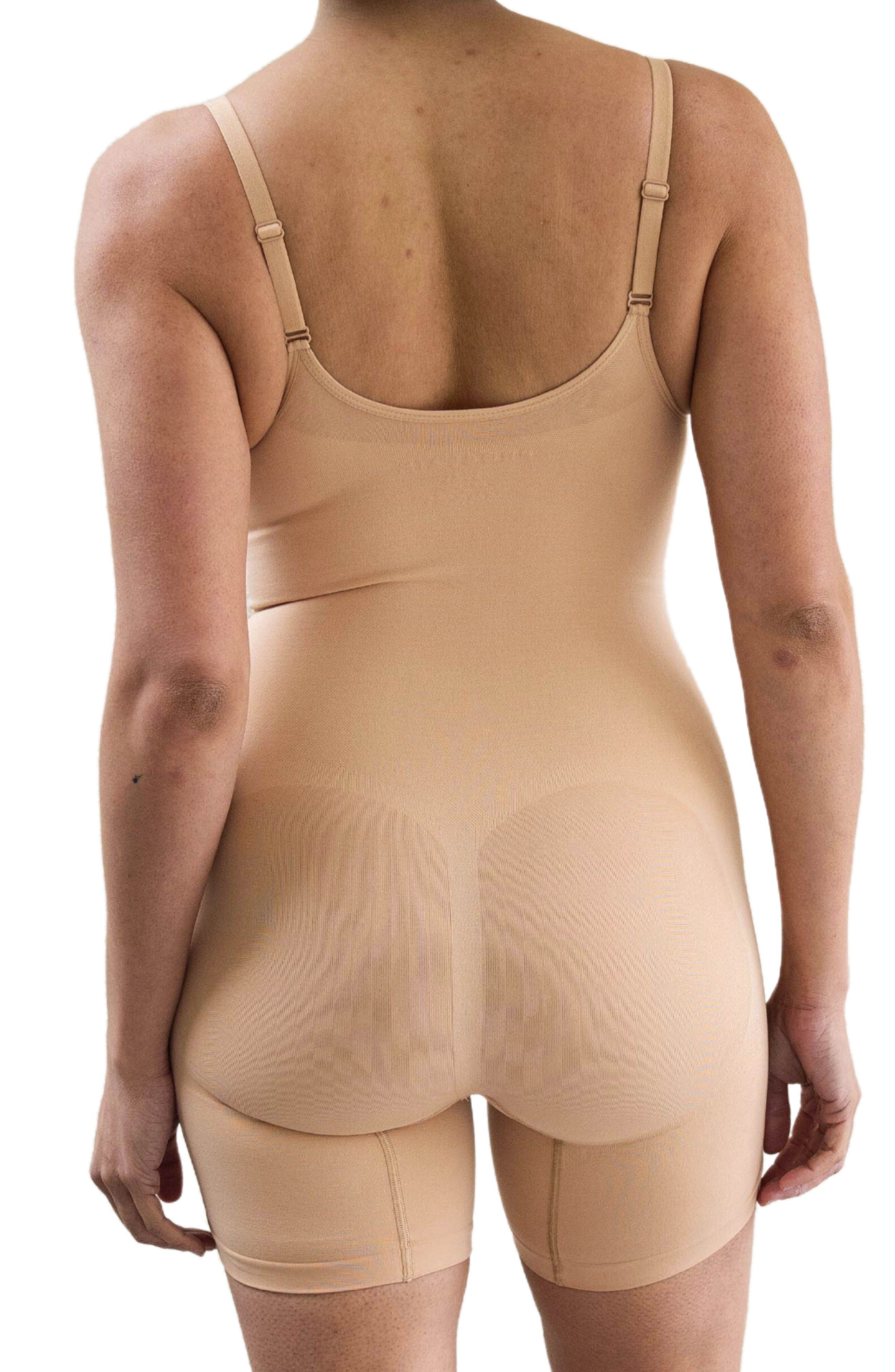 Mid-Thigh Plant-Based Shapewear Bodysuit, Light Nude / Beige, alternate image number 1