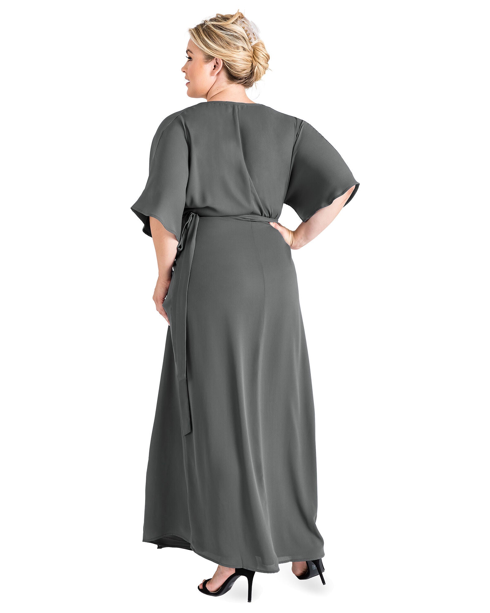 Plus Size Olivia Kimono Wrap Maxi Dress, SMOKEGREY / Cool Gray, alternate image number 1
