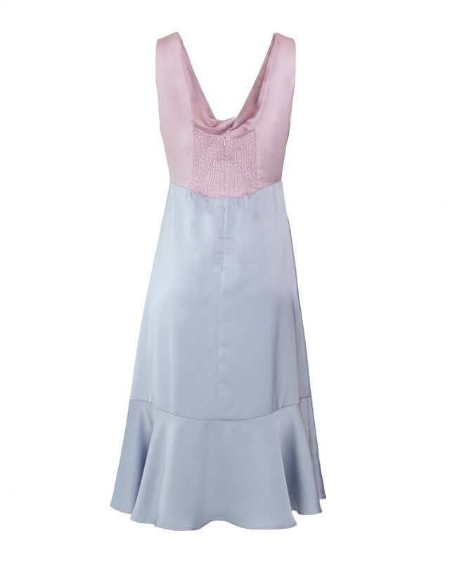 Two Tone Twist Midi Dress, Blue / Light Blue, alternate image number 3