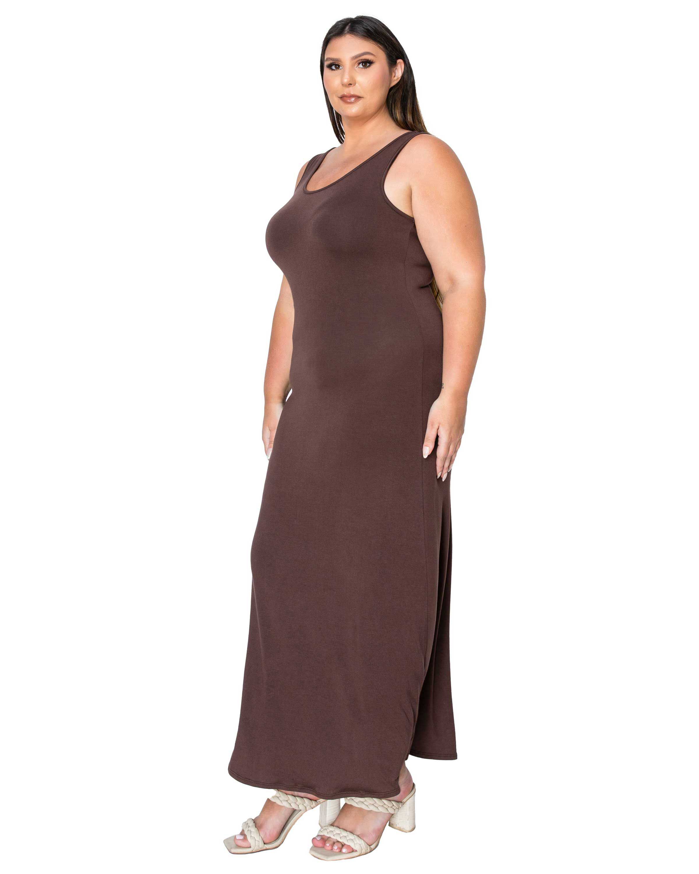 CAMO SIGNATURE SLEEVELESS MAXI DRESS, Brown / Brown, alternate image number 1