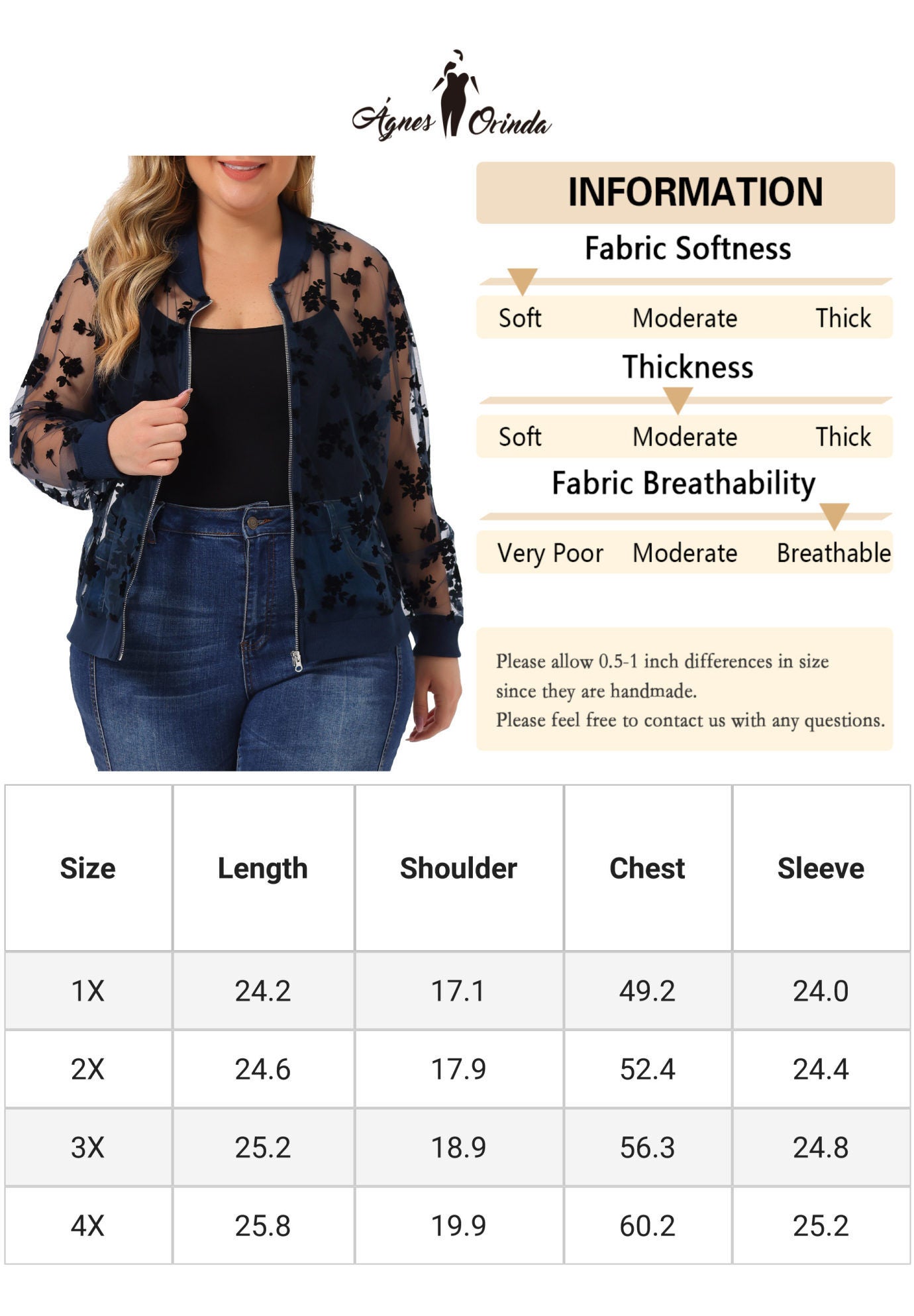 SHEER FLORAL LACE LONG SLEEVE BASEBALL JACKET, Navy Blue / Navy, alternate image number 1