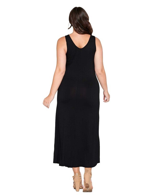 Everyday Basic Tank Maxi Dress, Black / Black, alternate image number 4