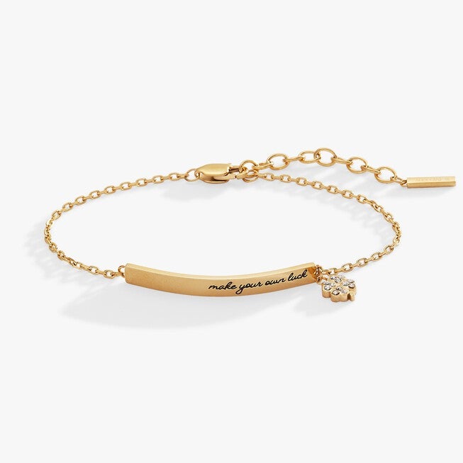 "Make Your Own Luck" Inline Bracelet, Gold / Gold, hi-res image number 0