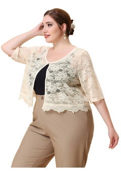 1/2 SLEEVE SHEER LACE BOLERO SHRUG