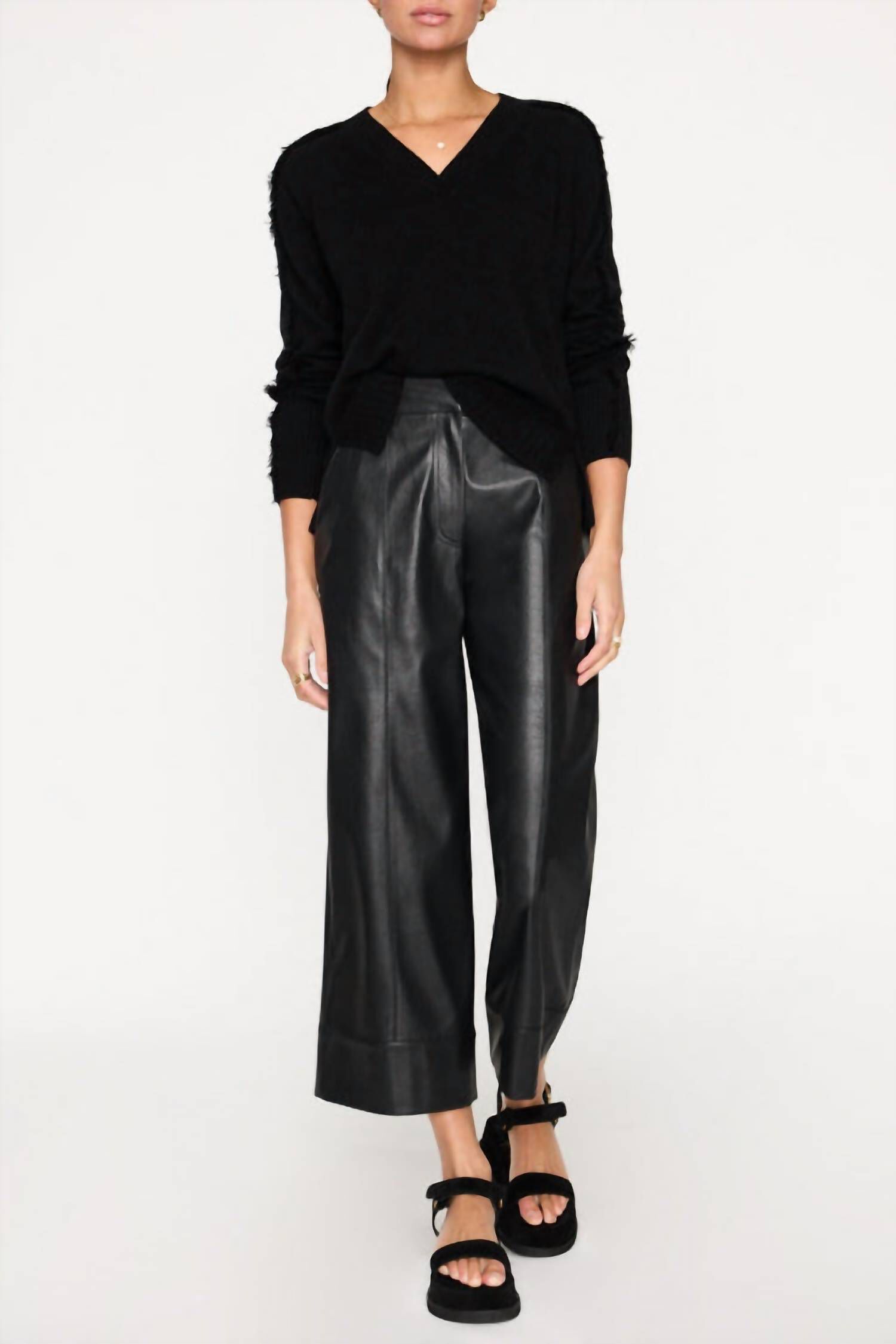 JOLIE FRINGE VEE IN BLACK ONYX, Black Onyx / Black, hi-res image number 0