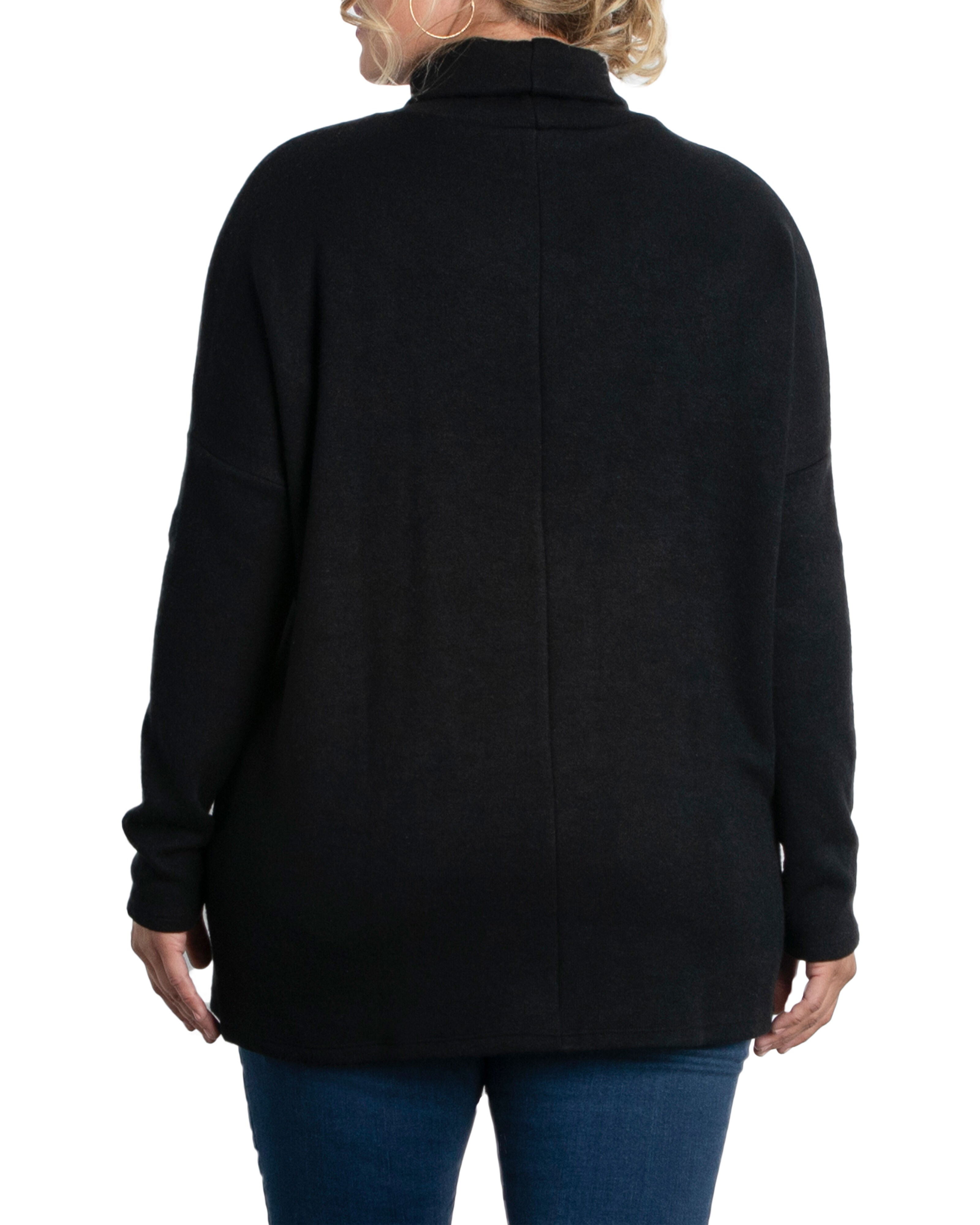 Paris Turtleneck Tunic Sweater, BLACK NOIR / Black, alternate image number 2