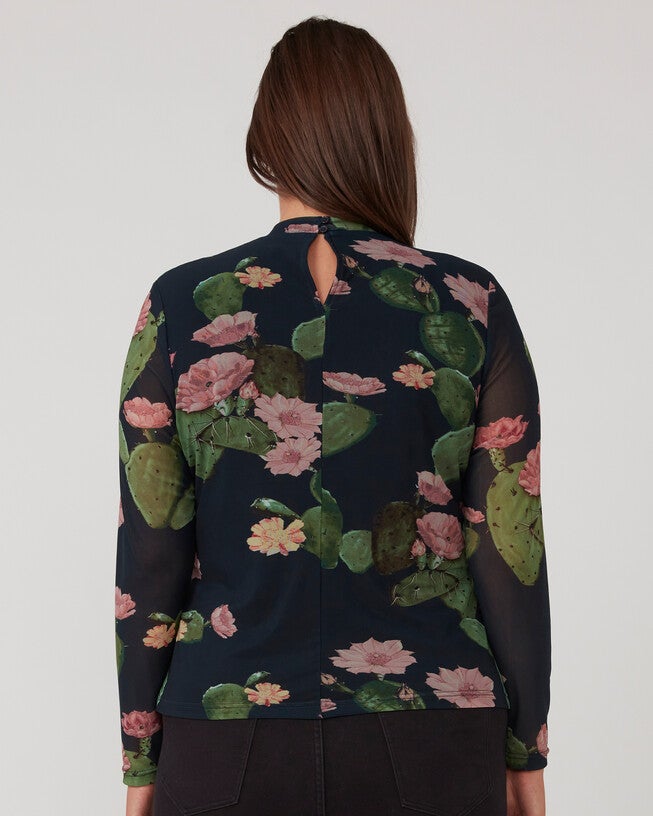 Mezzanine Mesh Top, Print / Navy, alternate image number 3