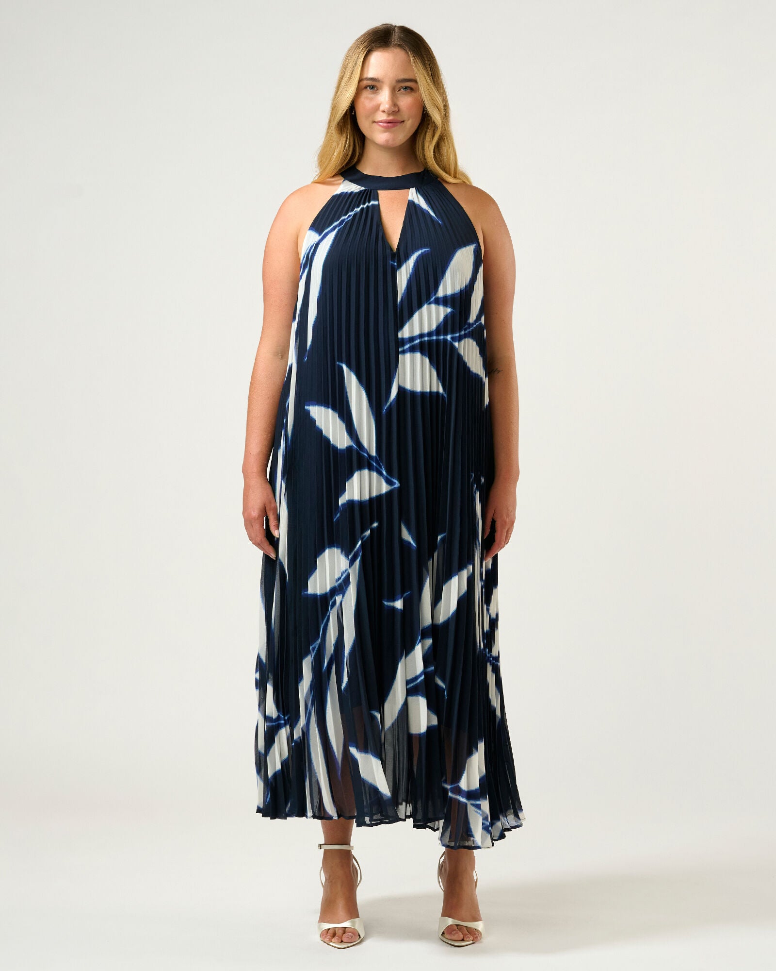 Breezy Pleated Dress, NavyMilk / Navy, alternate image number 1