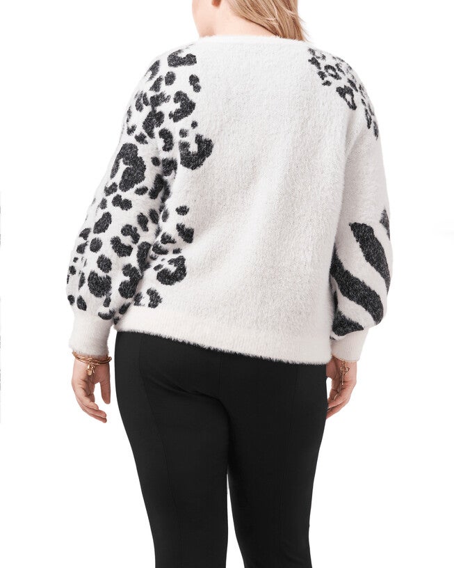 Nora Animal Print Sweater, ANTIQ WHITE / White, alternate image number 1