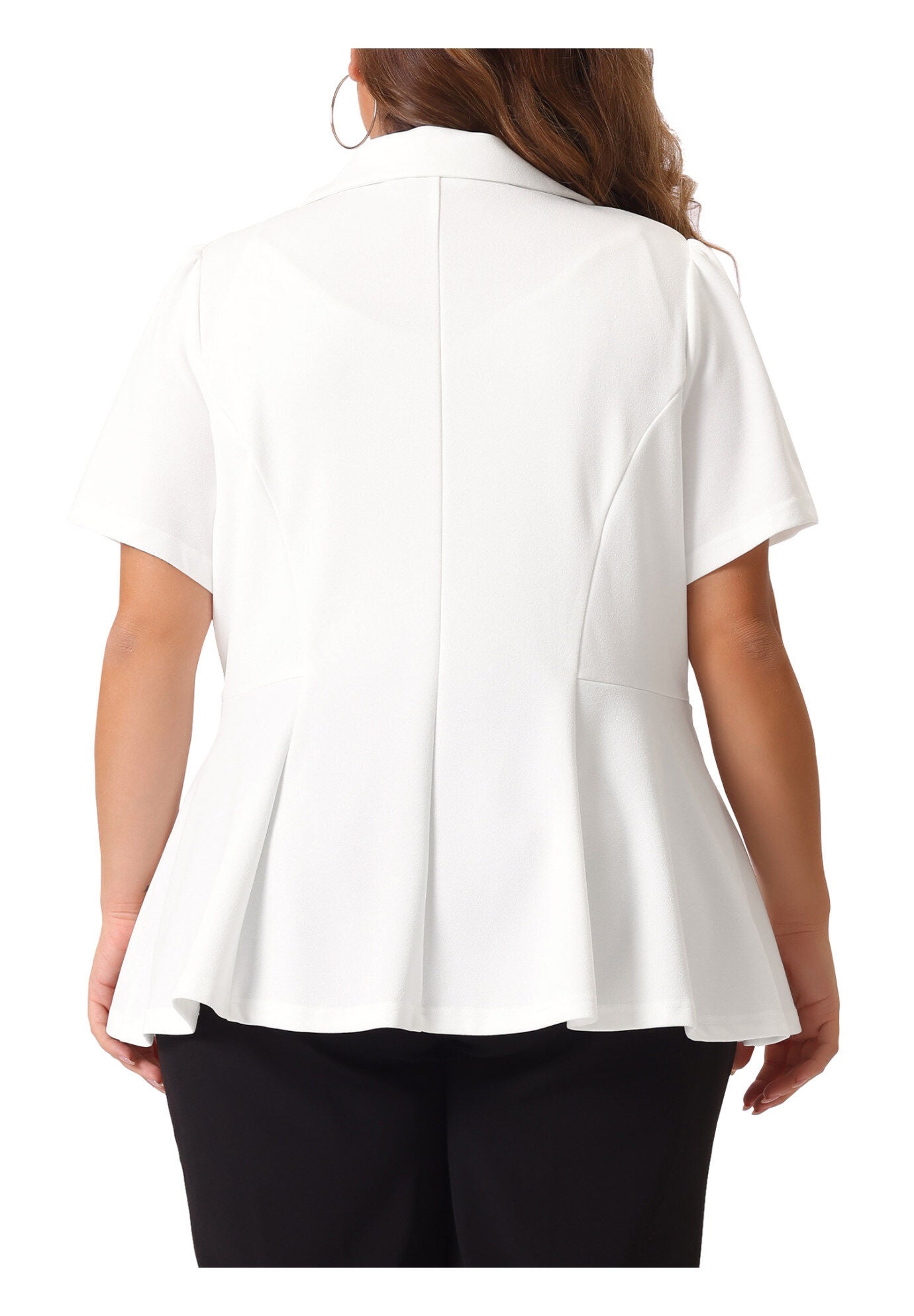 SHORT SLEEVE BUTTON BUSINESS SUIT BLAZER, White / White, alternate image number 3