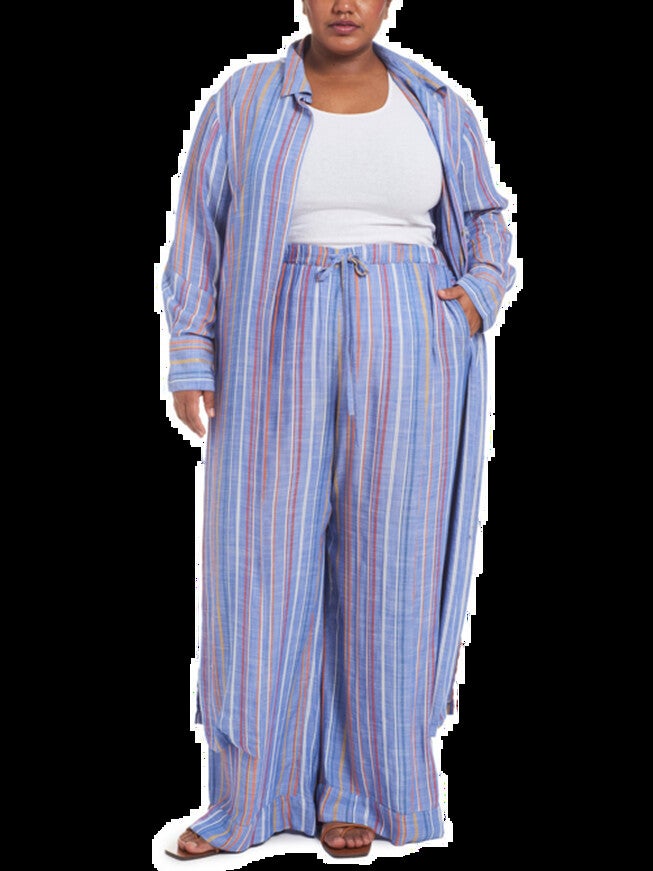 Annie Striped Button Front Tunic (Dia exclusive), Blue Multi / Light Blue, hi-res image number 0