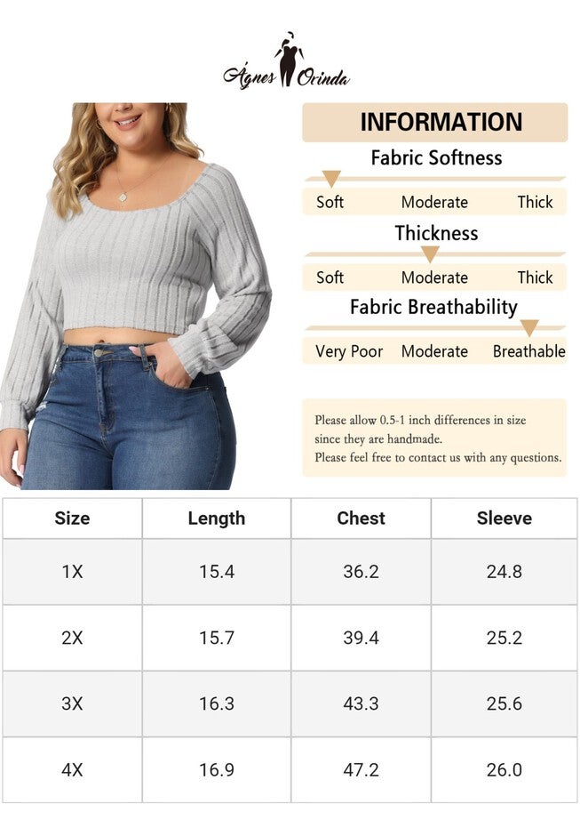 Square Neck Long Sleeve Slim Fitted T-Shirt Crop Tee Top, Gray / Light Green, alternate image number 4
