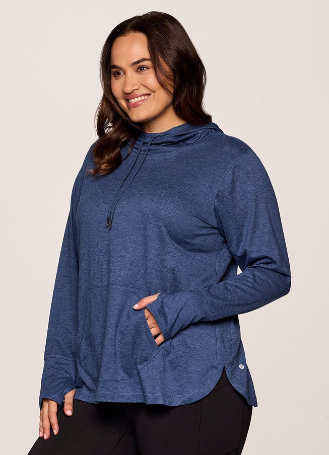 Studio Breathe Super Soft Hoodie Tunic, Blue / Light Blue, alternate image number null
