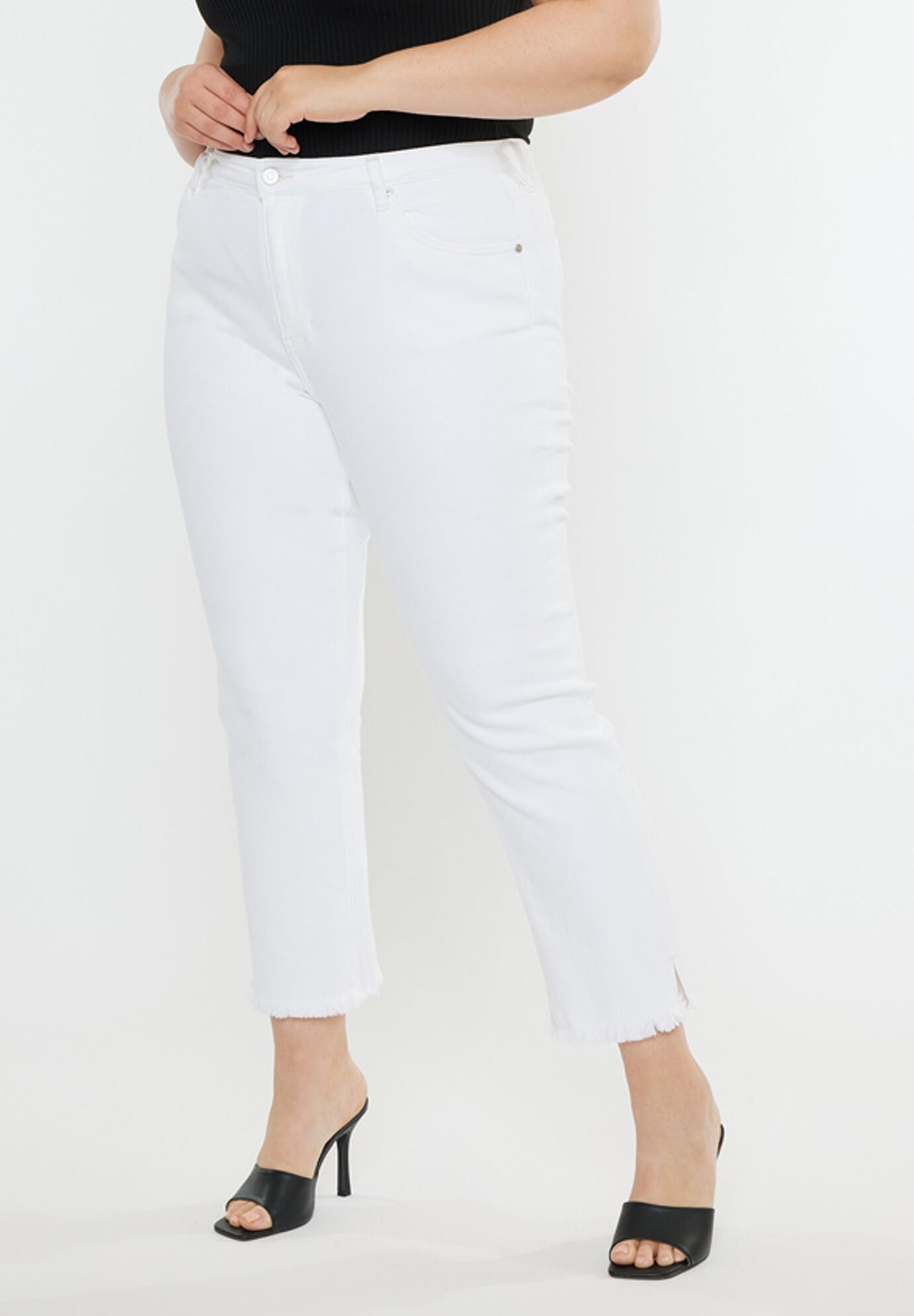 Rita High Rise Slim Straight (Plus Size), White / White, alternate image number 3