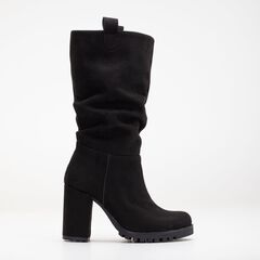 ANAIS - BLACK SUEDE SLOUCH PLATFORM BOOTS