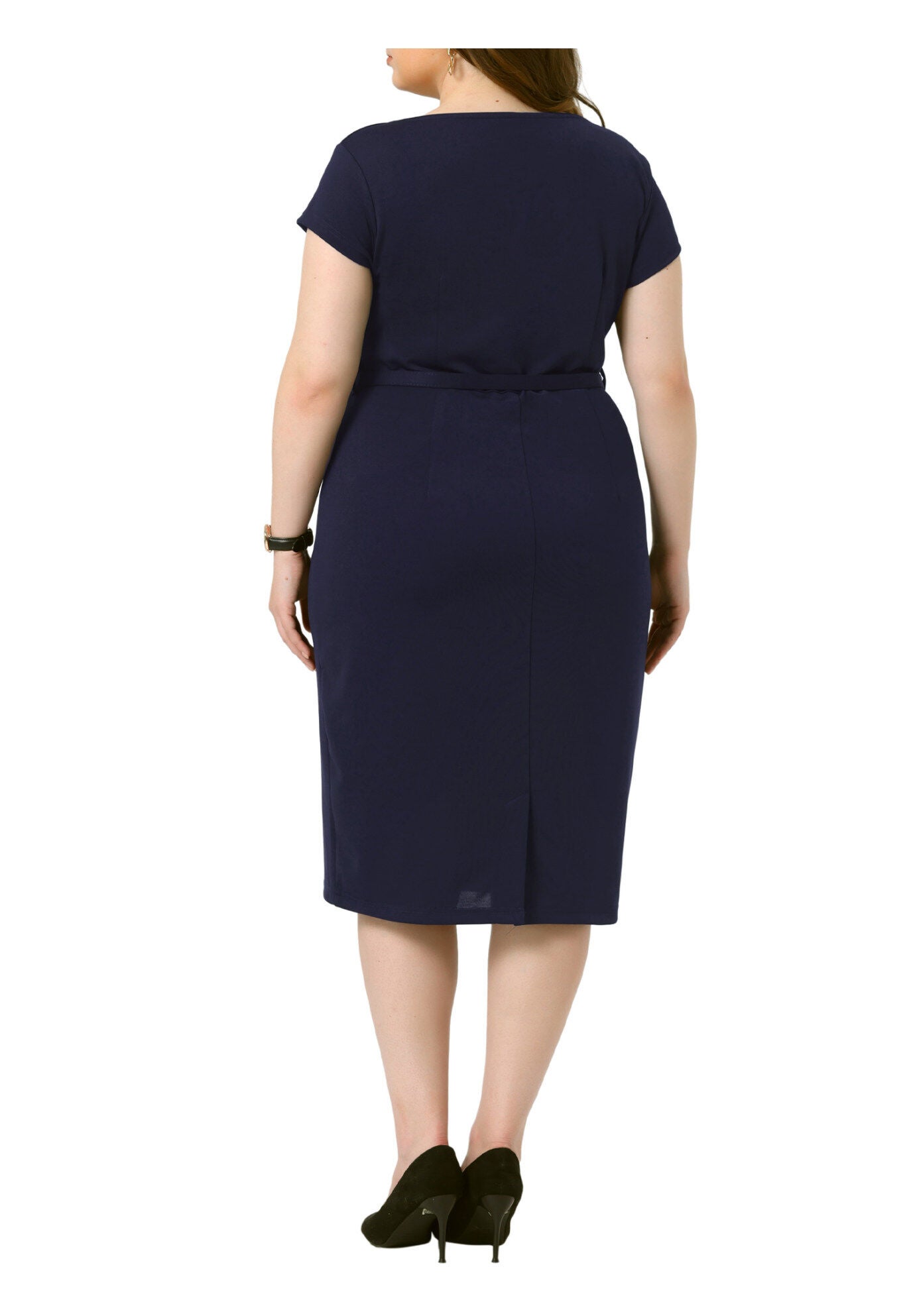 Bodycon Wear to Work Pencil Dress, Navy Blue / Navy, alternate image number 3
