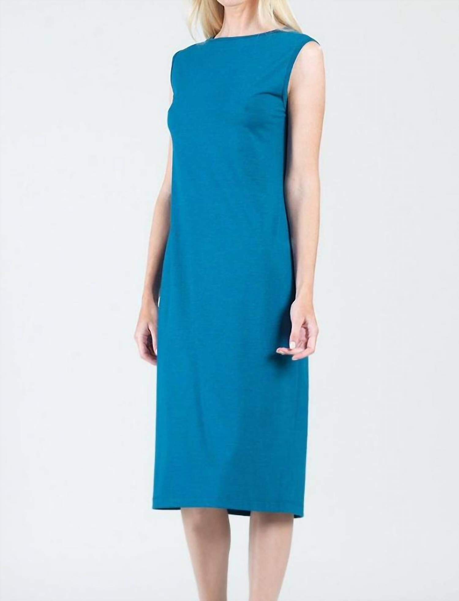 REVERSIBLE CUT OUT MIDI DRESS IN TEAL, Teal / Light Blue, hi-res image number 0