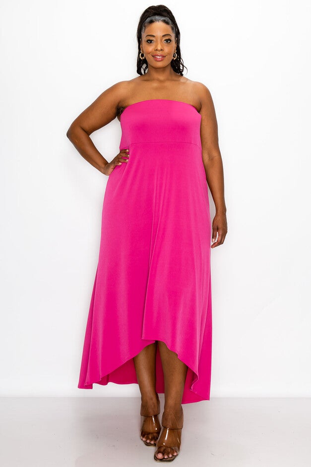ADRIANNE HIGH LOW DRESS, Fuchsia / Deep Fuchsia, hi-res image number null
