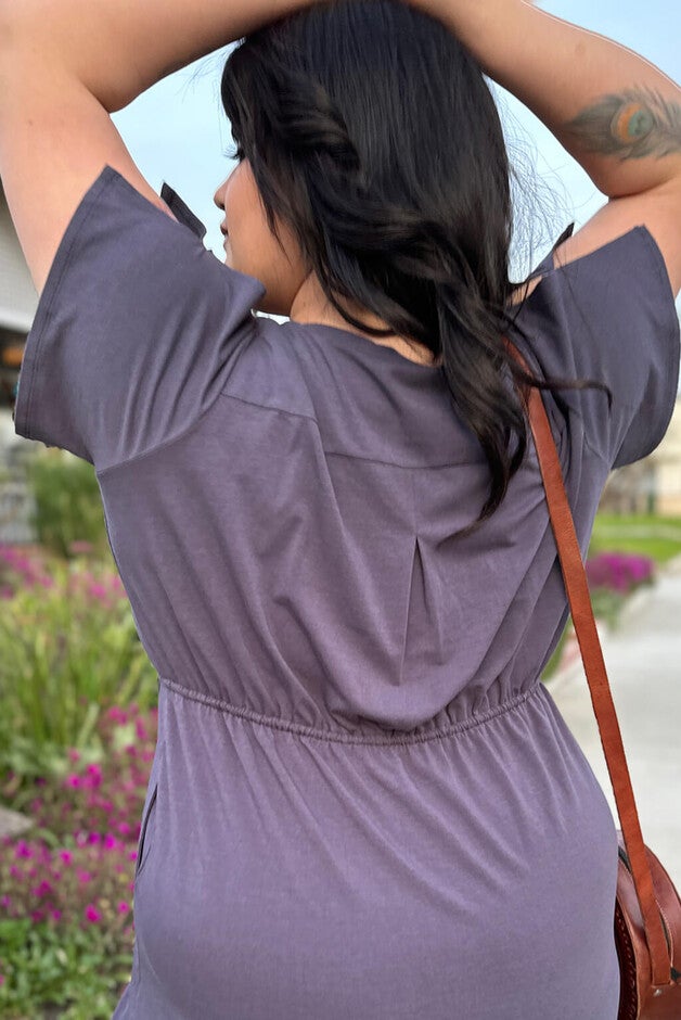 Flutter Sleeve A-Line Dress, Dusty Violet / Purple, alternate image number 2