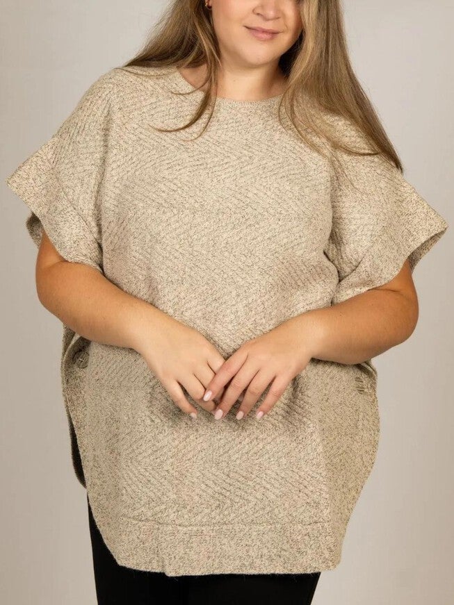 Gretchen Sweater Poncho Short Sleeves, , alternate image number null