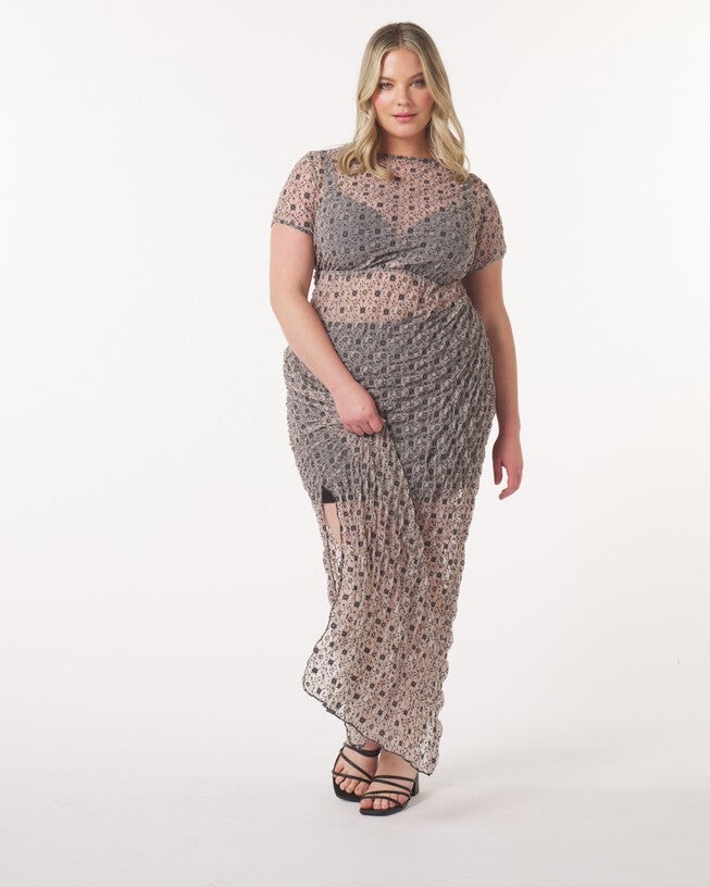 Daisy Maxi Dress in Lace Mesh, Lace Mesh / Black, alternate image number null