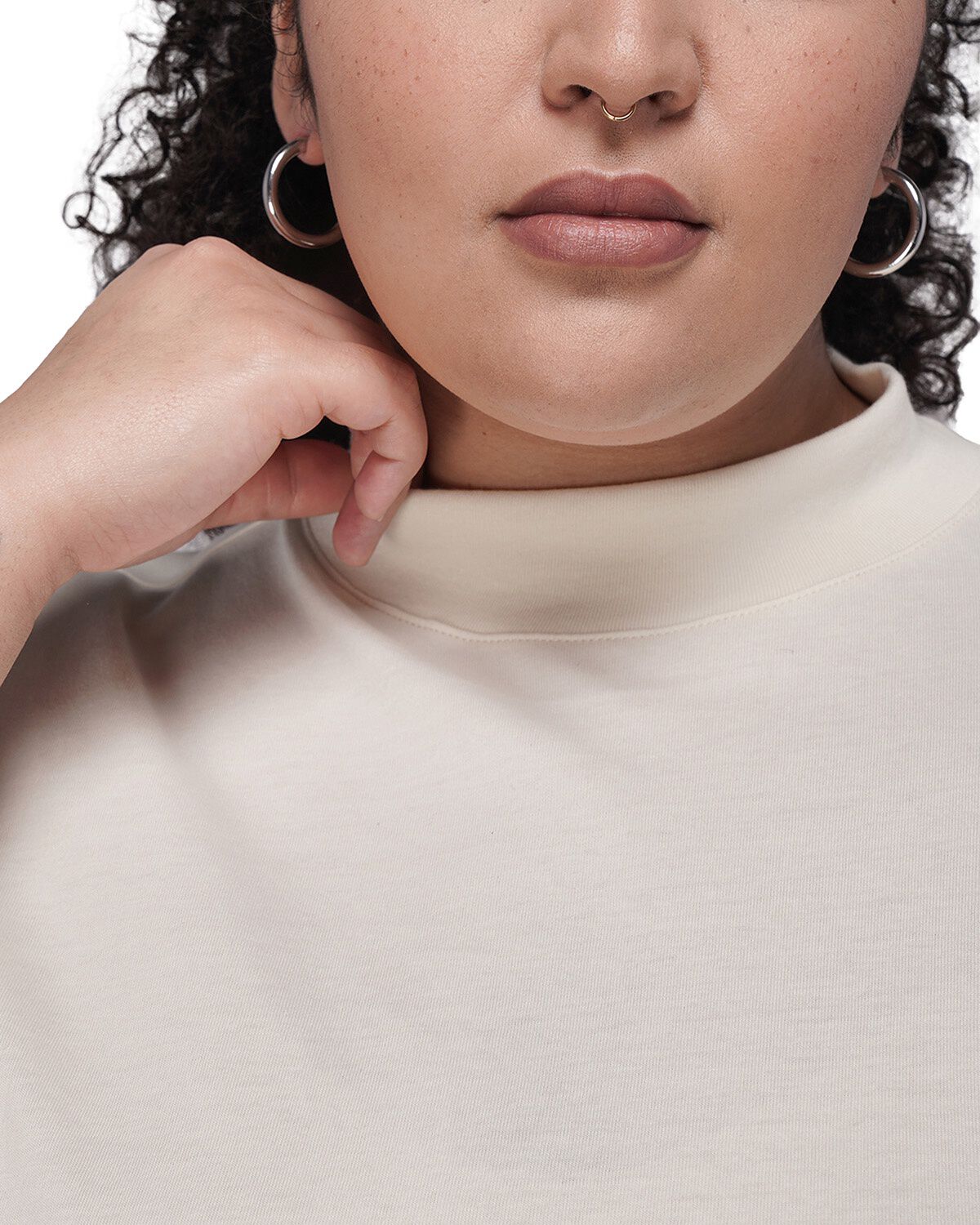 The Everyday Mock Neck Tee, WHITE / White, alternate image number 3