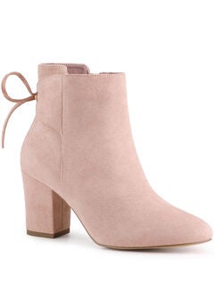 Round Toe Lace Up Back Chunky High Heels Ankle Boots