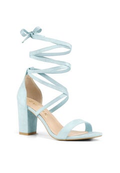 Strappy Chunky High Heels Lace Up Heels Sandals