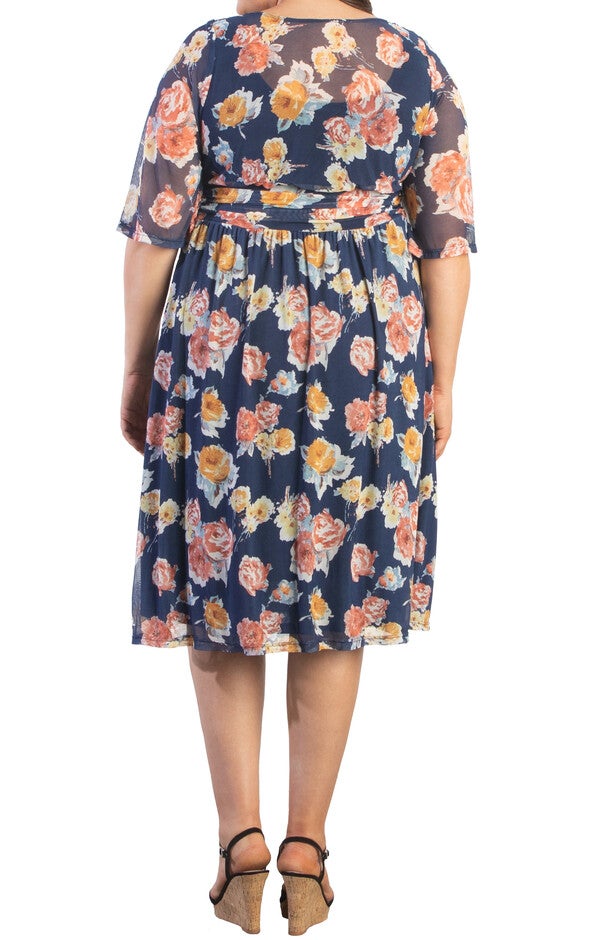 Katarina Mesh Dress, BRUSHED FLORALS / Navy, alternate image number 4