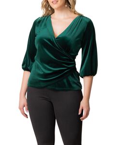 ODETTE VELVET FAUX WRAP TOP