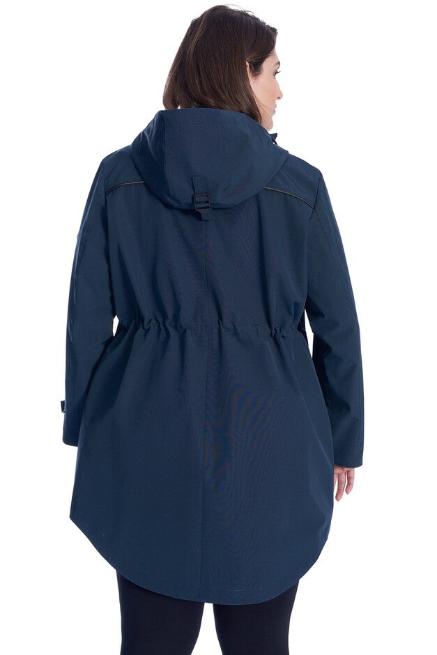 Women's Plus Size - BANKS | Rain Jacket - Weather Resistant Raincoat With Drawstring Hood, Navy / Navy, alternate image number 2