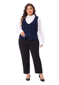 DOUBLE BREASTED LAPEL COLLAR DRESSY WAISTCOAT SUIT VEST