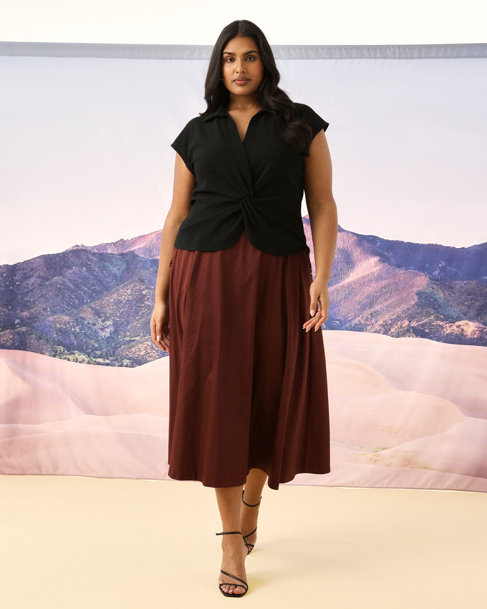 Sahara Breeze A Line Cotton Skirt, Mahogany / Brown, alternate image number 1