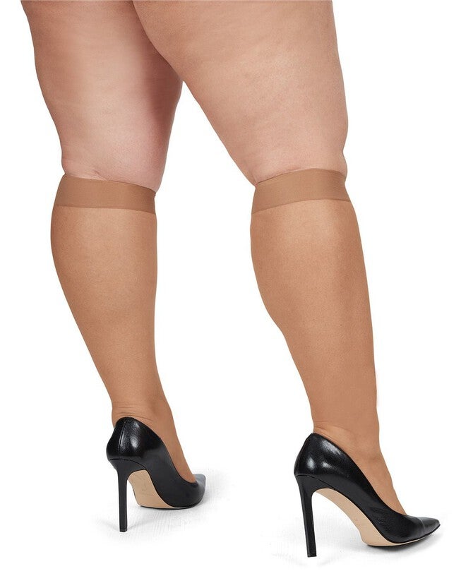 Microfiber Opaque Plus Size Curvy 2 Pack Knee High Stocking, , alternate image number null