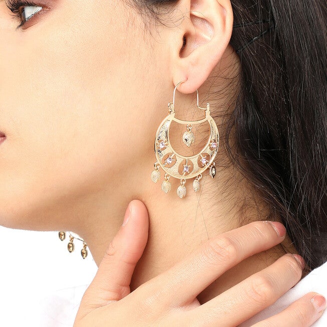 SOHI Women's Regal Drop Earrings, Gold / Gold, alternate image number null