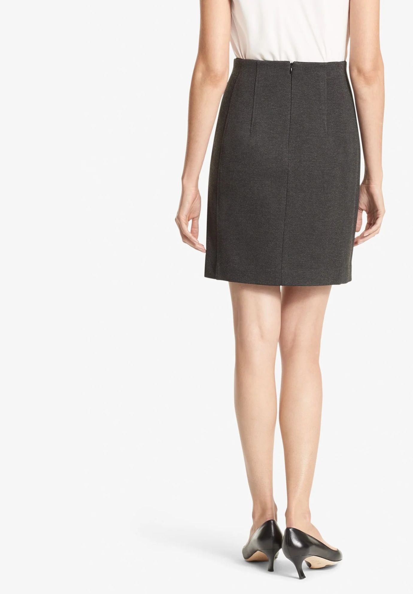 Crosby Skirt - Textured Ponte :: Charcoal, Charcoal / Black, alternate image number 3