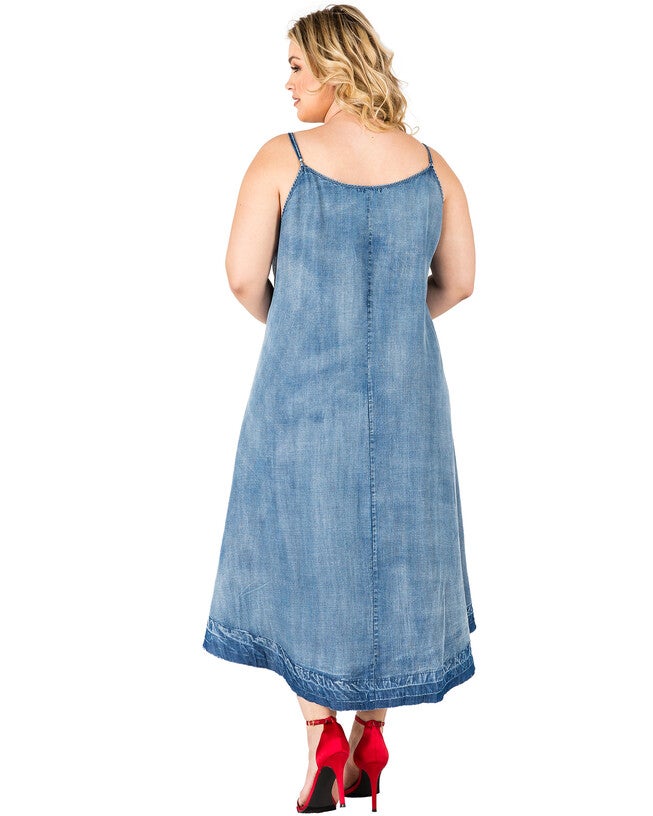 Taylor Tencel Denim Raw Hem Tank Dress, 3156CKISSOV / Light Blue, alternate image number 3