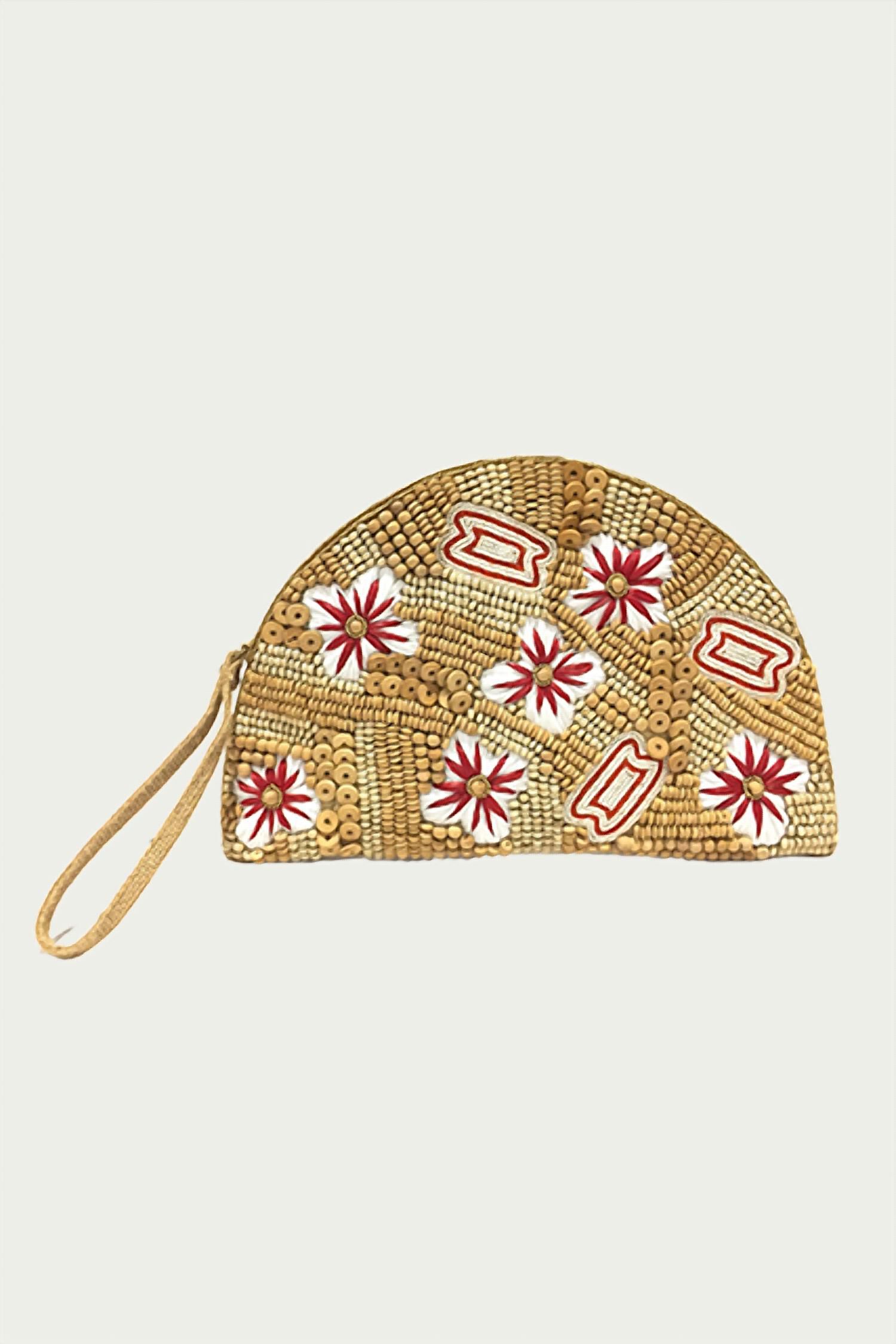 Flora Raffia Beaded Wristlet in Wood, , alternate image number 3