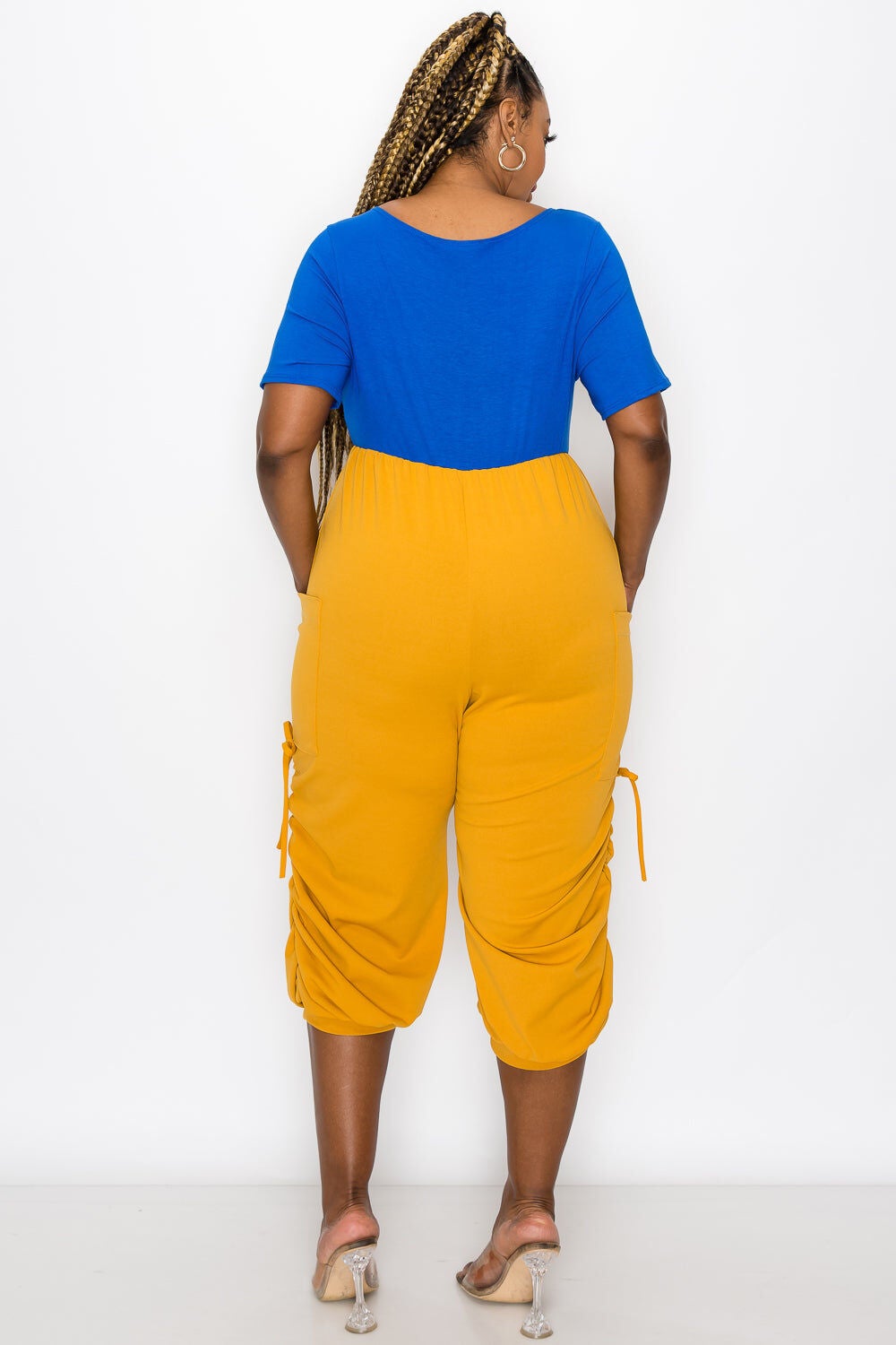ELIZA COLORBLOCK JUMPSUIT, RoyalMustard / Royal Blue, alternate image number 3