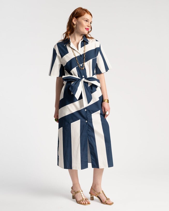 Amanda Midi Dress, NavyWhite / Navy, hi-res image number 0