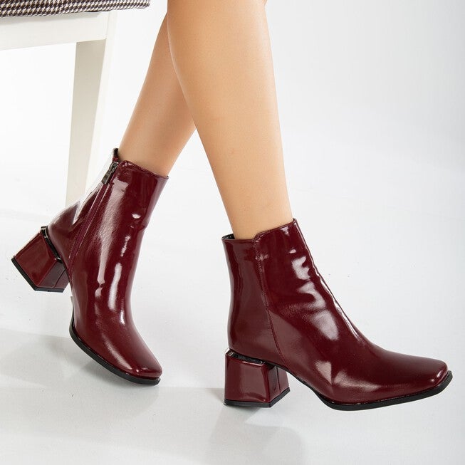 ODETTE - BURGUNDY PATENT ANKLE BOOTS, BURGUNDY / Burgundy, alternate image number 3