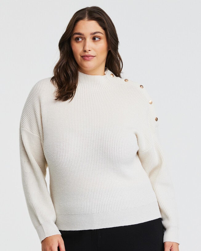 Clovelly Ribbed Turtle Neck Sweater, MILK / White, hi-res image number null