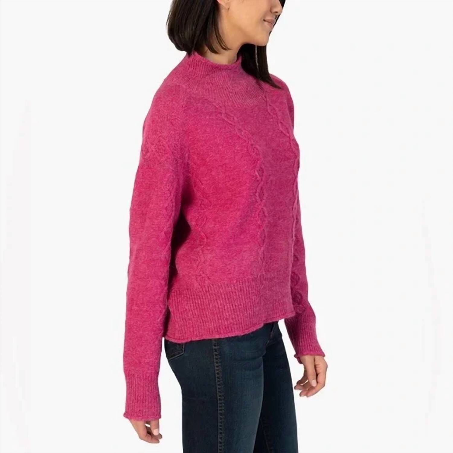 LEONA TURTLENECK SWEATER IN DEEP PINK, , alternate image number 3