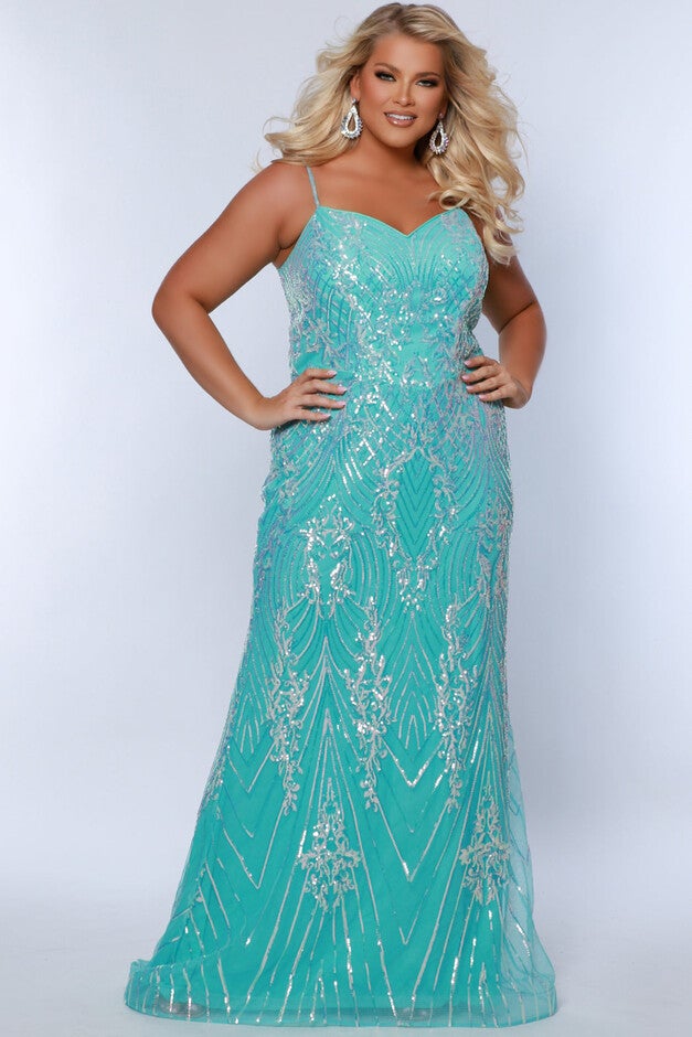 SUGAR CRUSH TRUMPET GOWN, Ocean / Light Blue, hi-res image number null