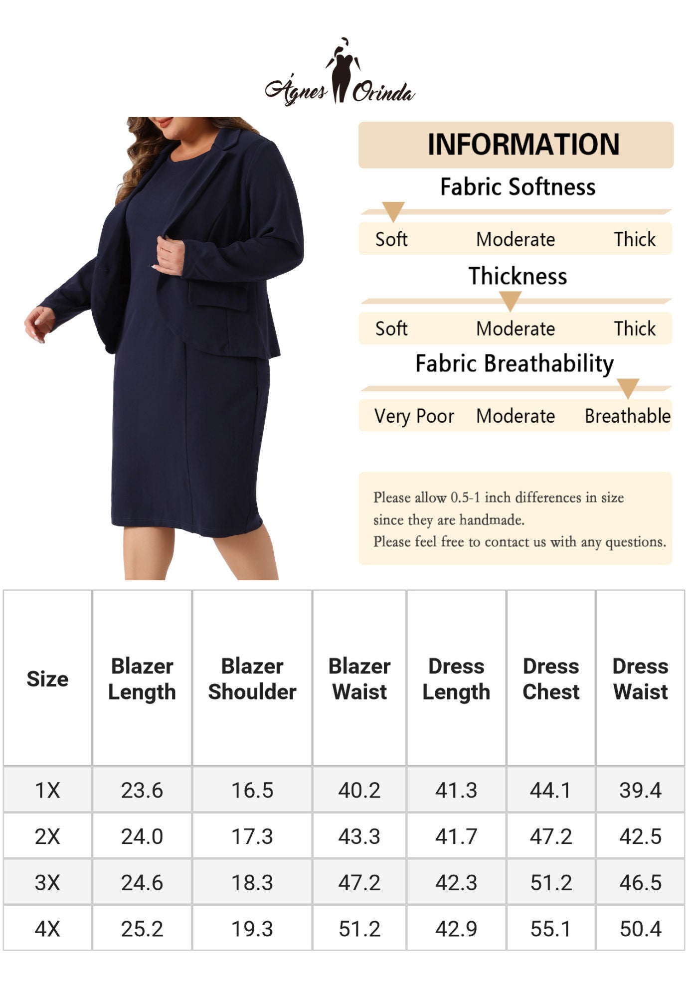 TWO PIECE BLAZER JACKET AND SLEEVELESS DRESS SUIT SET, Navy Blue / Navy, alternate image number 4