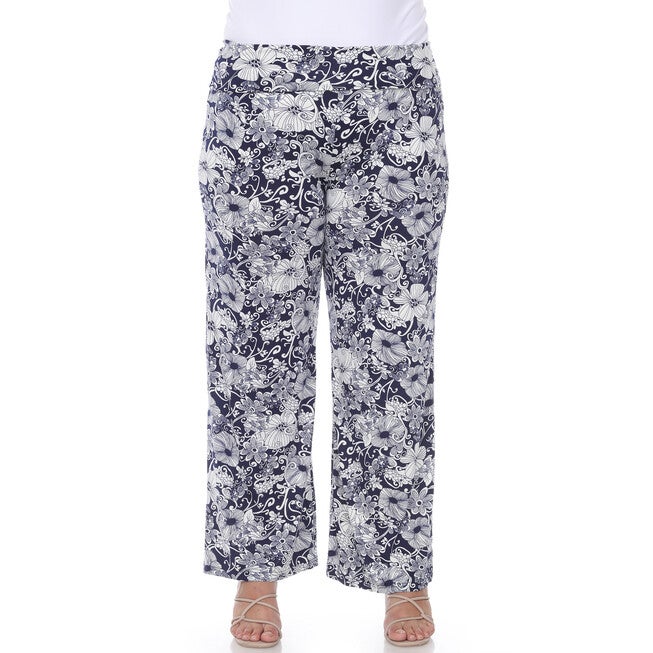 Floral Paisley Palazzo Pants, Navy / Navy, alternate image number null