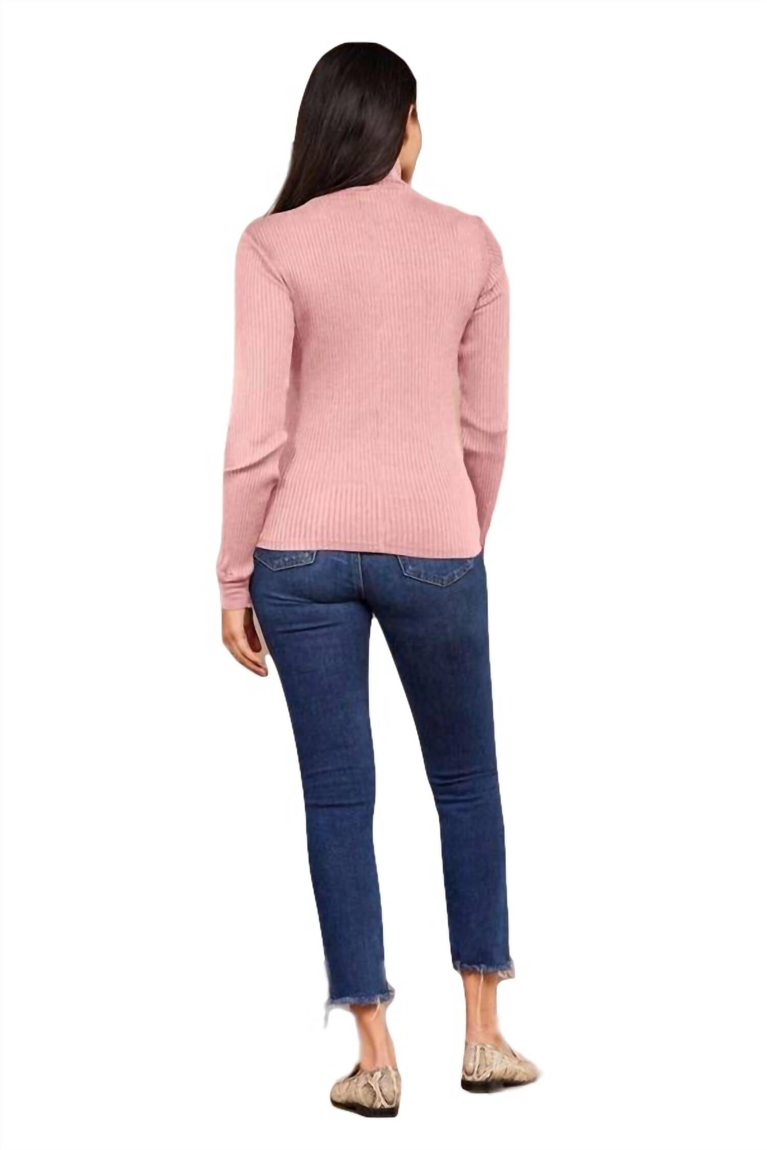 ANDRE LONG SLEEVE SNAP TURTLENECK TOP IN PINK QUARTZ, , alternate image number 5