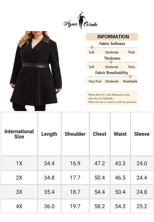Leather Notched Lapel Single Breasted Long Trench Coat, Black / Black, alternate image number 4